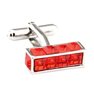 NEW! Red Long Cube with Square Crystals Cufflinks
